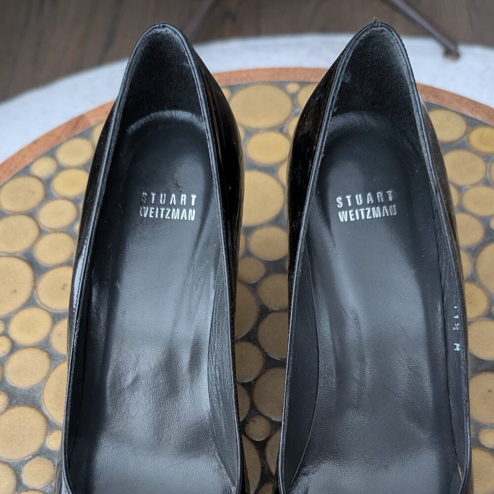 Stuart Weitzman Black Patent And Jute Wedges 11.5… - image 2